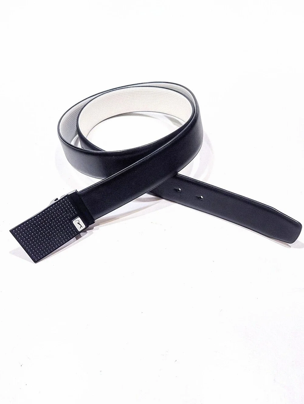 PGA Tour Mens Reversible Golf Belt White Black Imitation Leather Buckle PG06010N